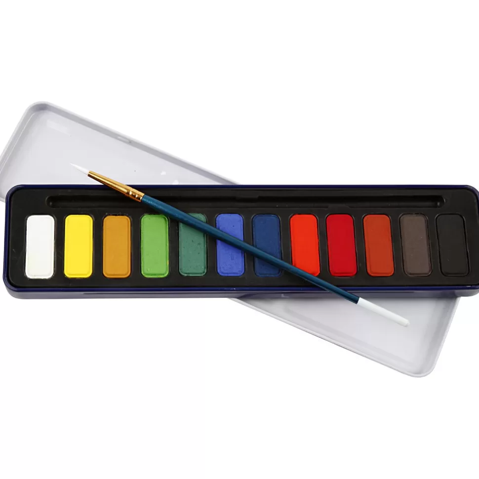 * Tekenen & Verven^Aquarelset Incl. Penselen - 12 Kleuren