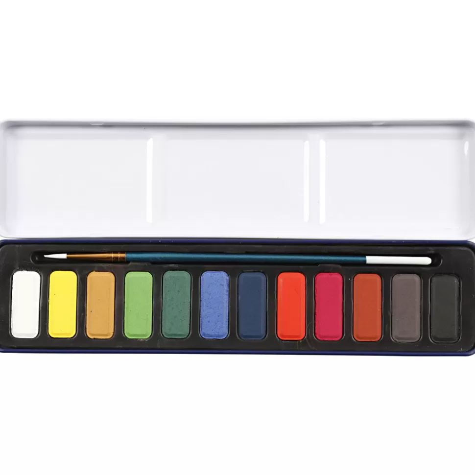 * Tekenen & Verven^Aquarelset Incl. Penselen - 12 Kleuren