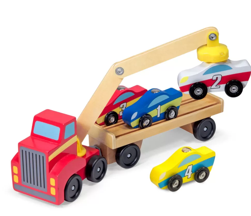 Melissa and Doug Speelauto's^Autotransporter - Magnetisch Met 4 Auto's