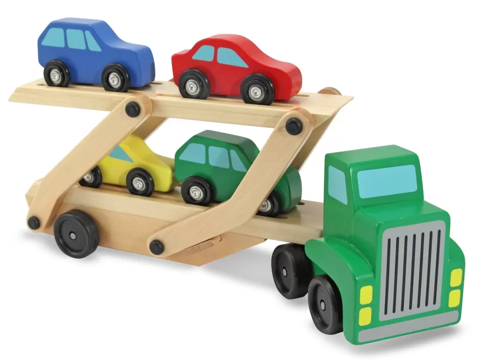 Melissa and Doug Speelauto's^Autotransporter Met 4 Autootjes