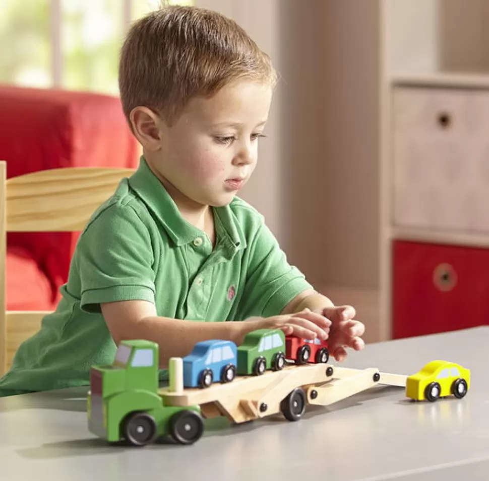 Melissa and Doug Speelauto's^Autotransporter Met 4 Autootjes