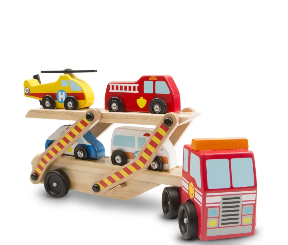 Melissa and Doug Autotransporter Met Reddingsvoertuigen