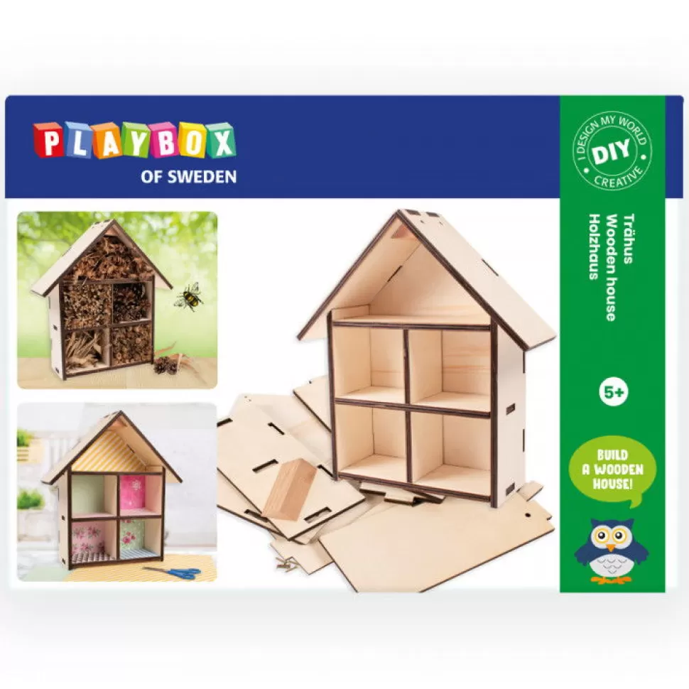 Playbox Tekenen & Verven^Bouw & Verf - Houten Huisje