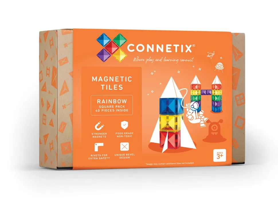 Connetix Magnetisch Speelgoed^ | Rainbow - Square Pack, 40 Stk