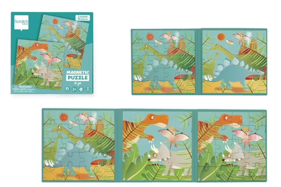 Scratch Magneetpuzzel In Boek - Dinosaurus