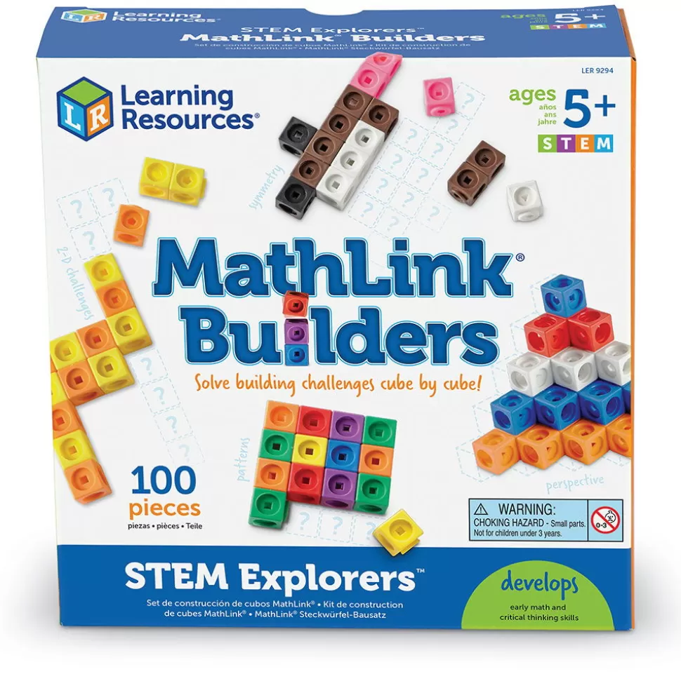 Learning Resources Houten- & Bouwblokken^Mathlink - 100 Stk - Incl. 10 Oefeningen