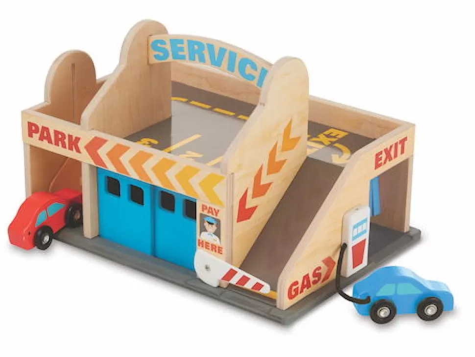 Melissa and Doug Poppenhuis & Speelsets^Parkeergarage En Tankstation