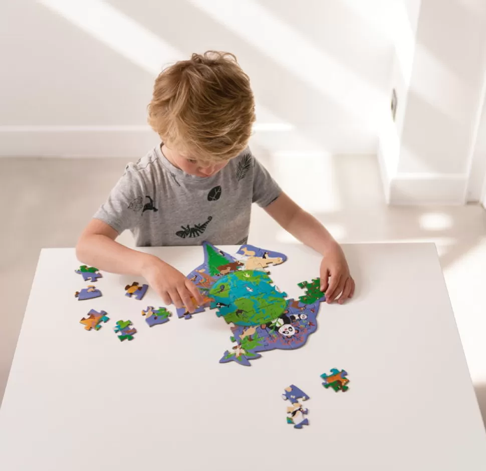 Scratch Puzzel^Silhouetpuzzel Met 45 Stukjes - De Aarde