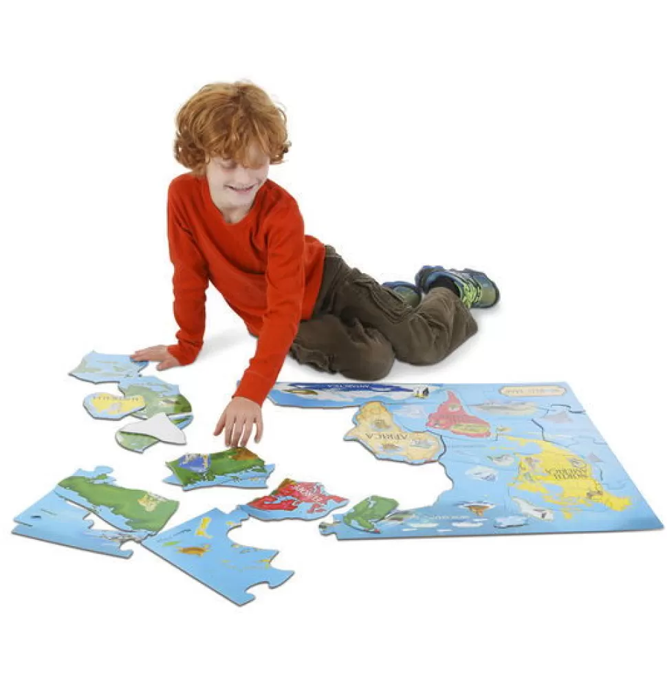 Melissa and Doug Vloer Puzzel - Wereldkaart Met Dieren