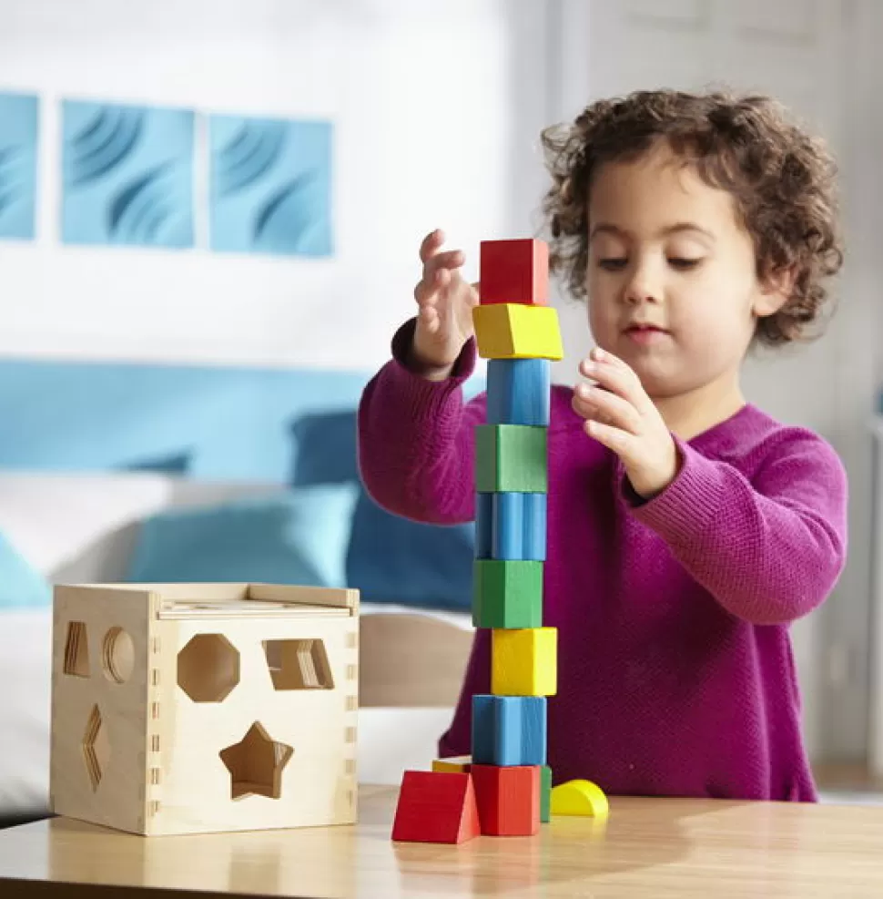 Melissa and Doug Sorteren & Stapelen^Vormpassende Speelkubus Met Geometrische Blokjes