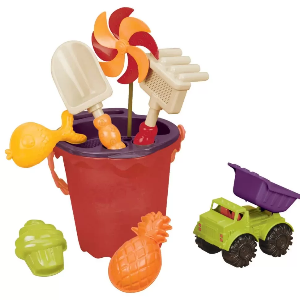 B. Toys Zand- & Strandspeelgoed^Zandbak - Emmerset Rood - 8 Delen